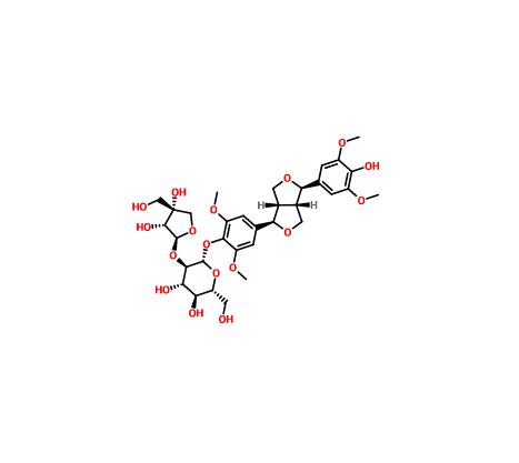 (-)-丁香樹脂酚-4-O-β-D-呋喃芹糖基-(1→2)-β-D-吡喃葡萄糖苷|136997-64-3